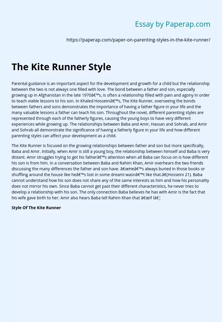 The Kite Runner Style