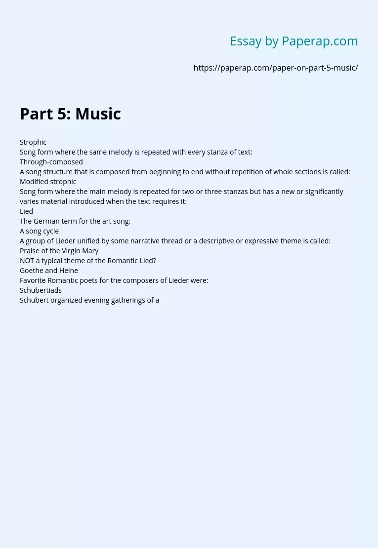 Part 5: Music