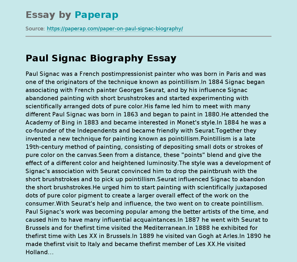 Paul Signac Biography