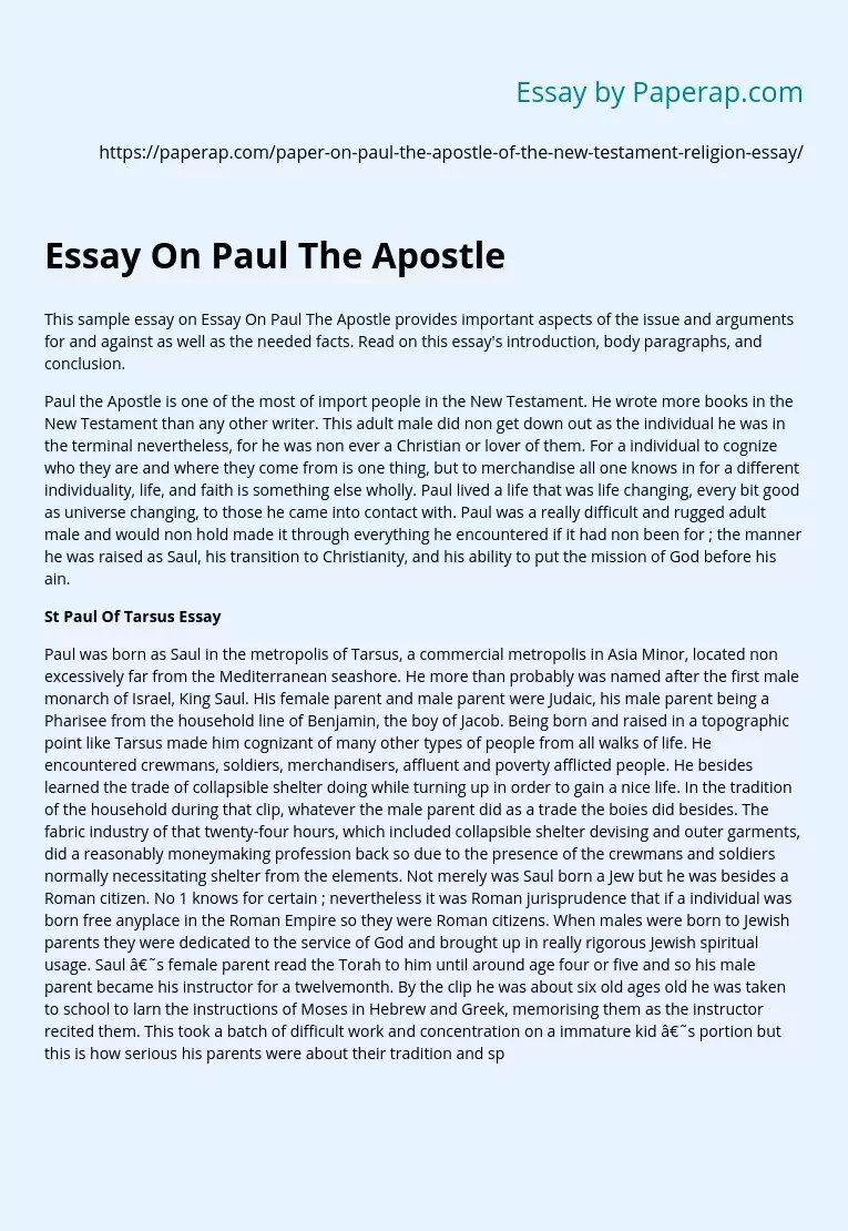 On Paul The Apostle