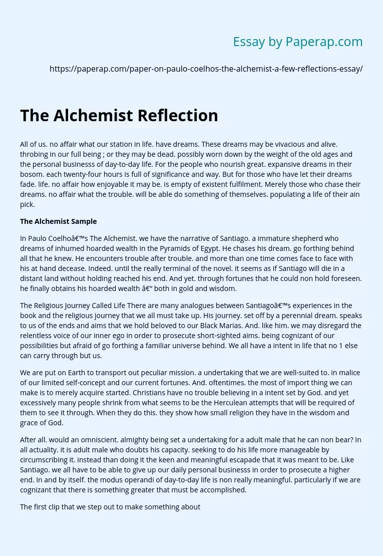The Alchemist Reflection