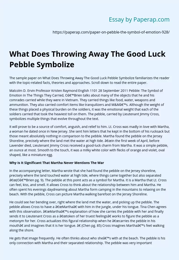 What Does Throwing Away The Good Luck Pebble Symbolize
