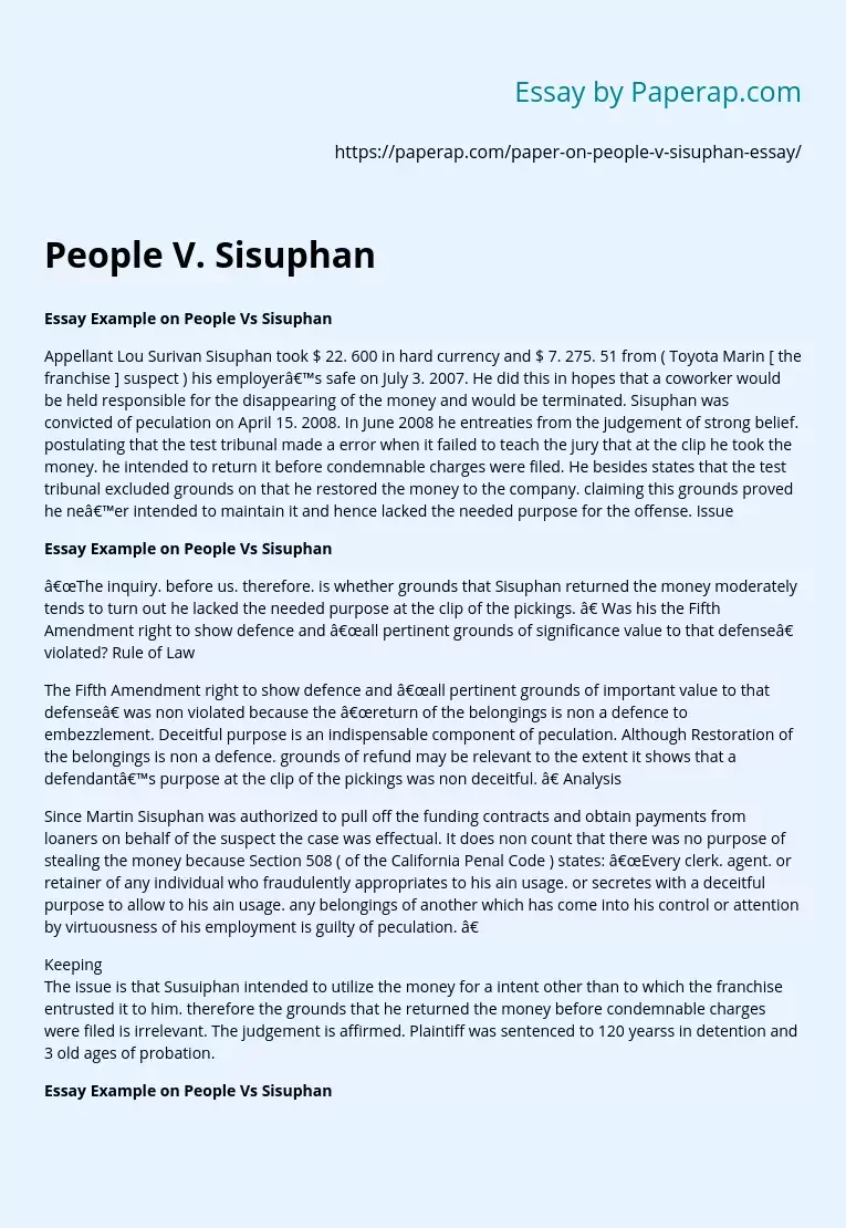 People V. Sisuphan