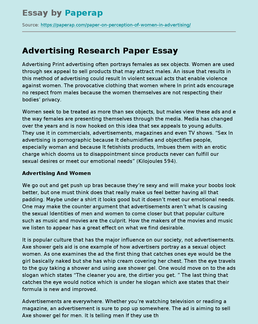 Advertising Research Paper