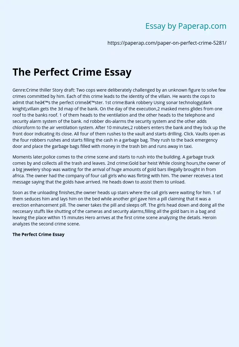 The Perfect Crime Essay