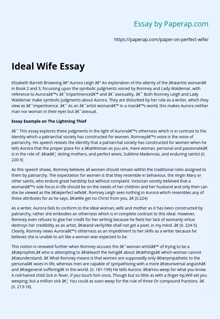Ideal Wife Essay