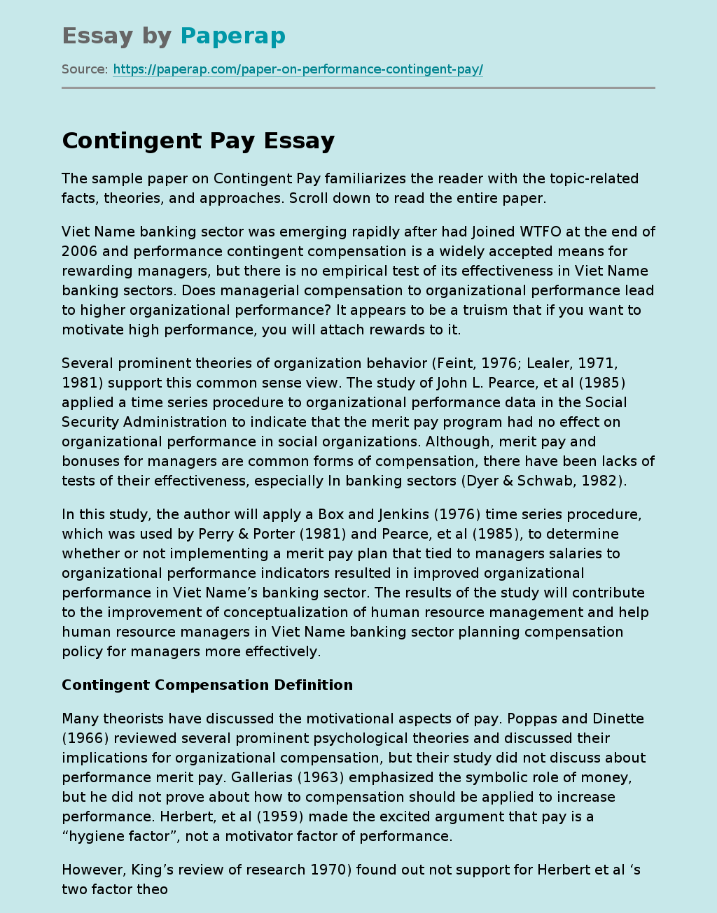 Contingent Pay Sample Paper