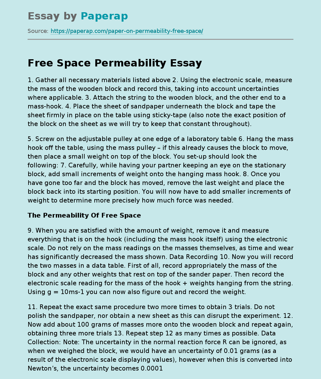 Free Space Permeability