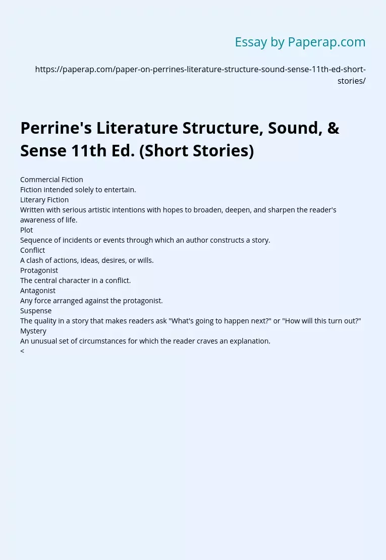 Perrine's Literature Structure, Sound, &amp; Sense 11th Ed. (Short Stories)