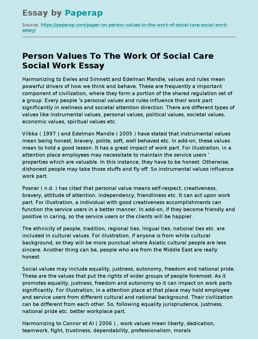 Person Values To The Work Of Social Care Social Work
