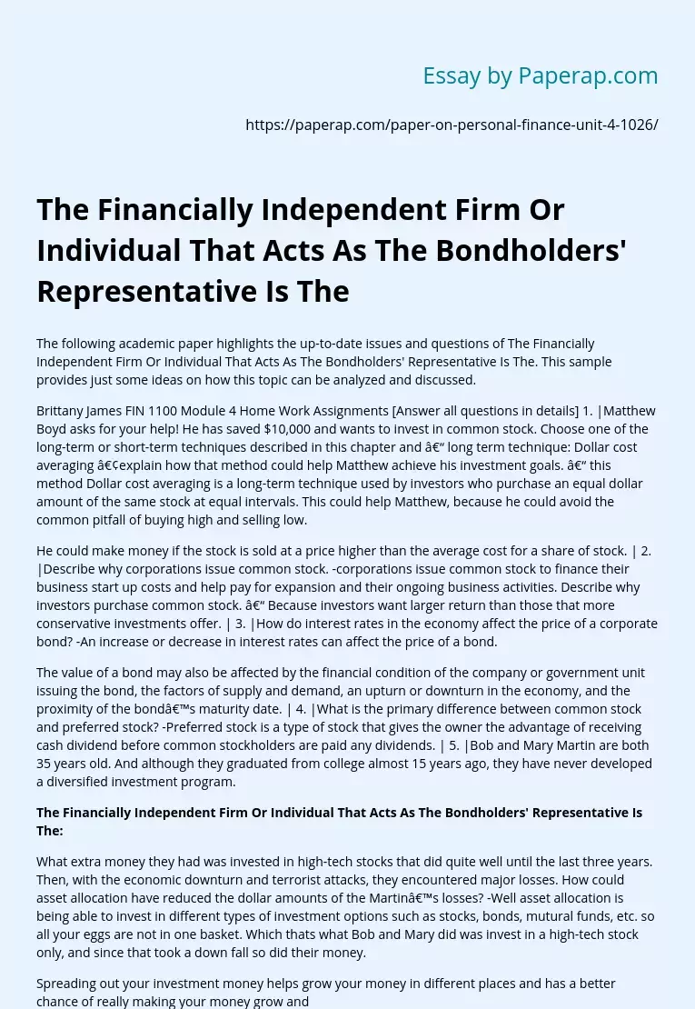 Financially Independent Firm