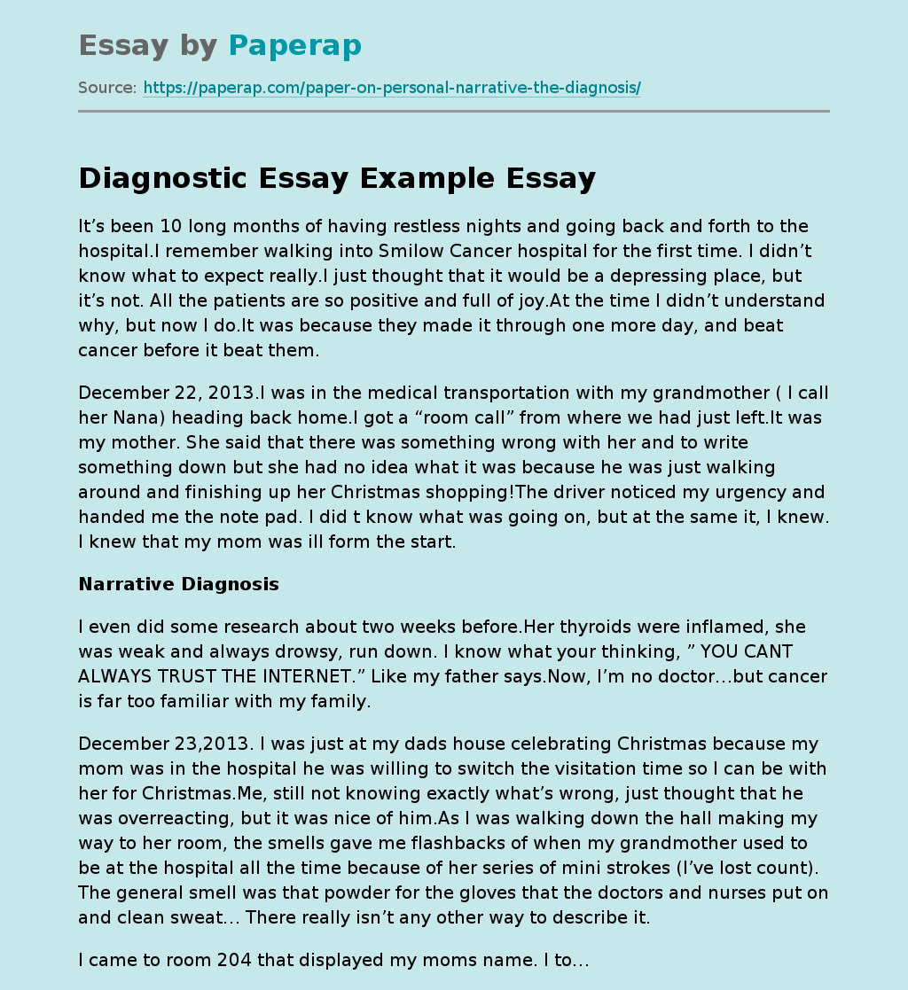 Diagnostic Essay Example