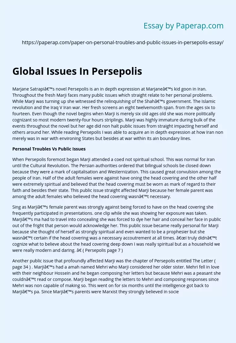 Global Issues In Persepolis