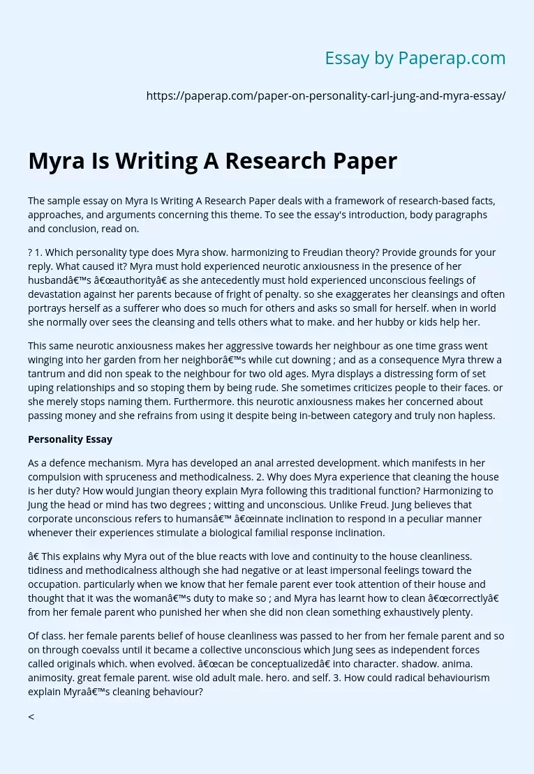 Myra Is Writing A Research Paper