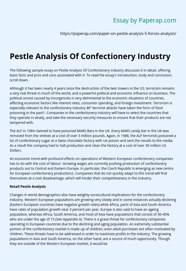 Pestle Analysis Of Confectionery Industry