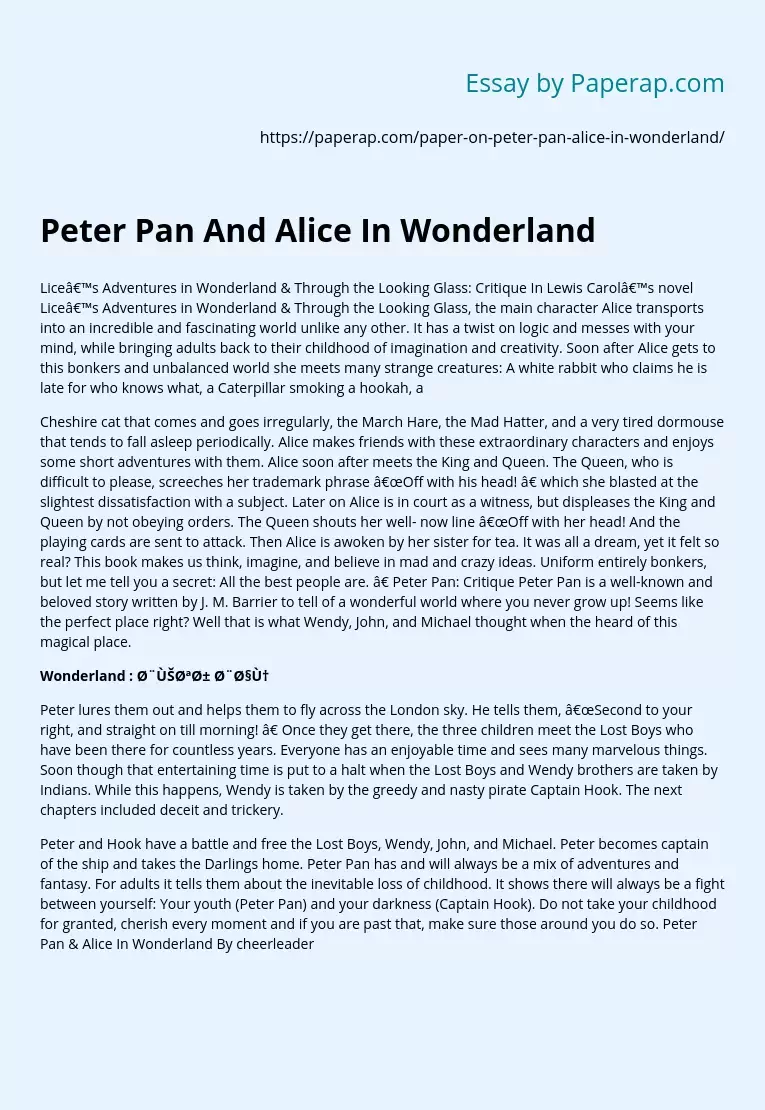 Peter Pan And Alice In Wonderland