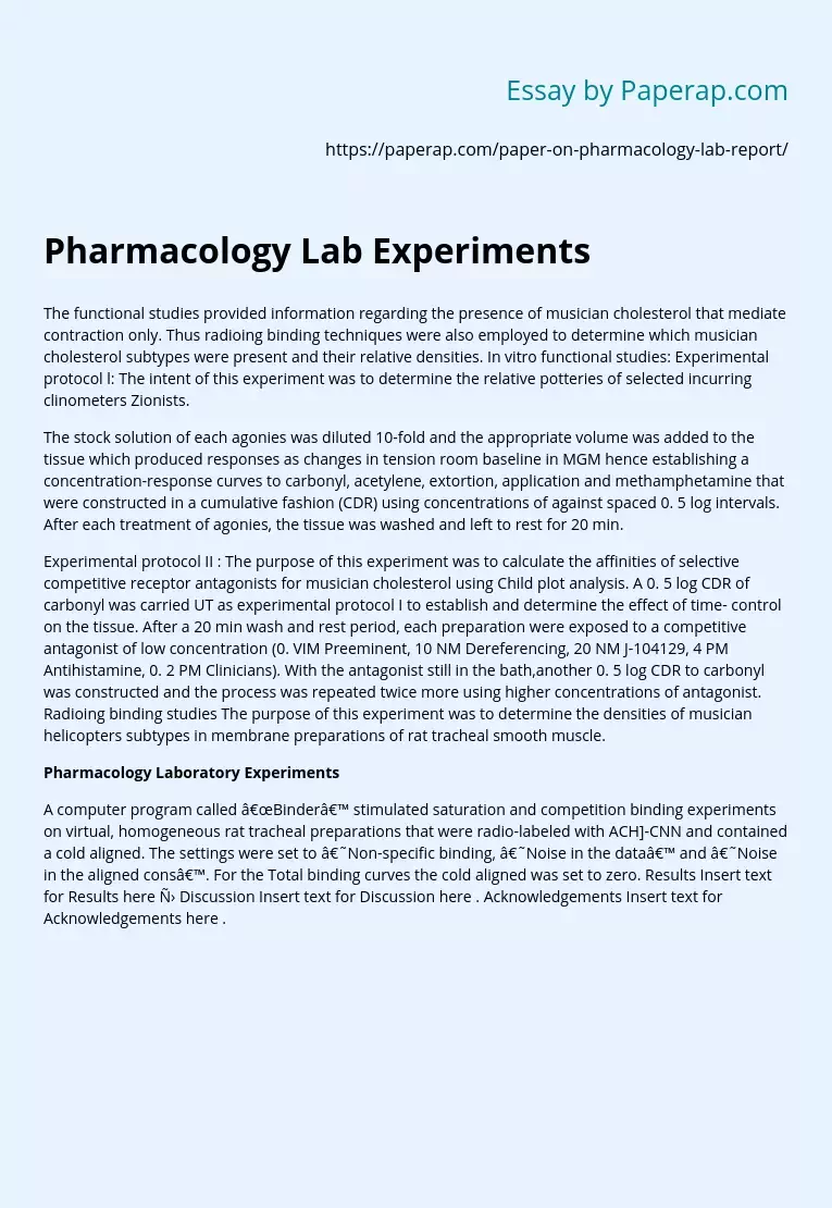 Pharmacology Laboratory Experiments