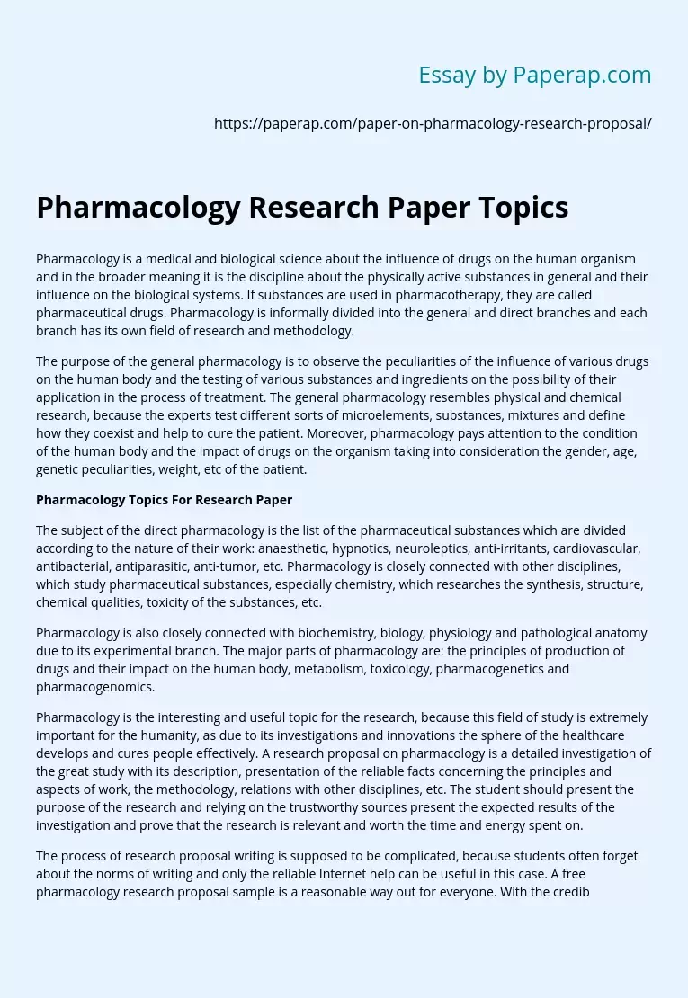 Pharmacology Research Paper Topics