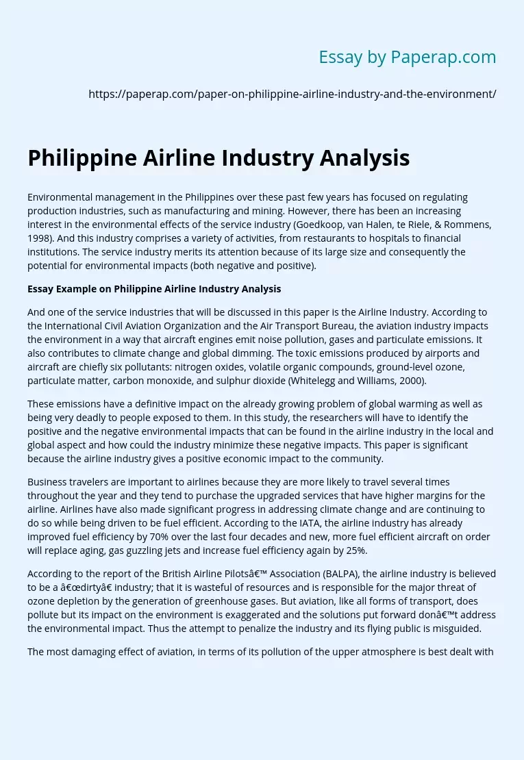Philippine Airline Industry Analysis