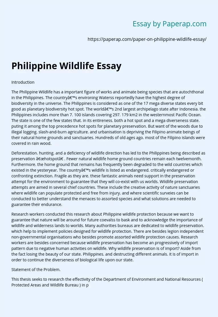 Philippine Wildlife Essay