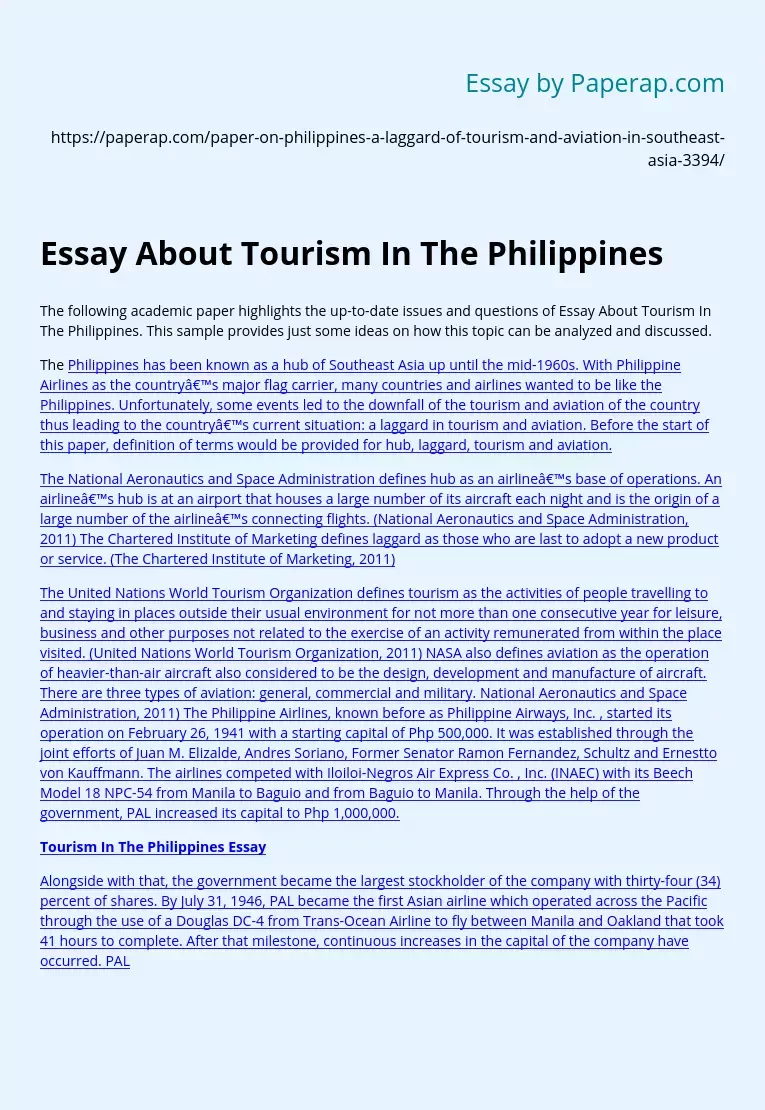 Essay About Tourism In The Philippines