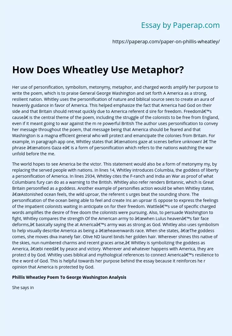 How Does Wheatley Use Metaphor?