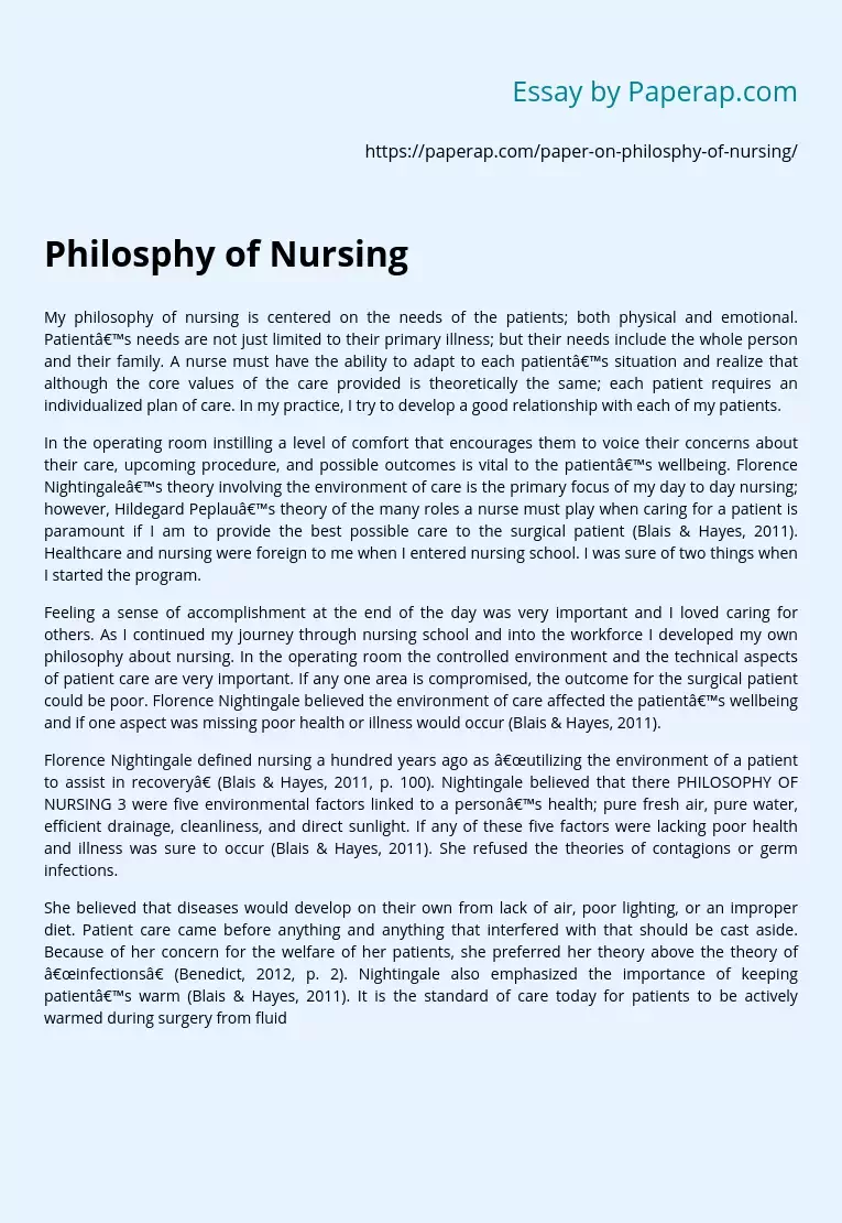 Philosphy of Nursing