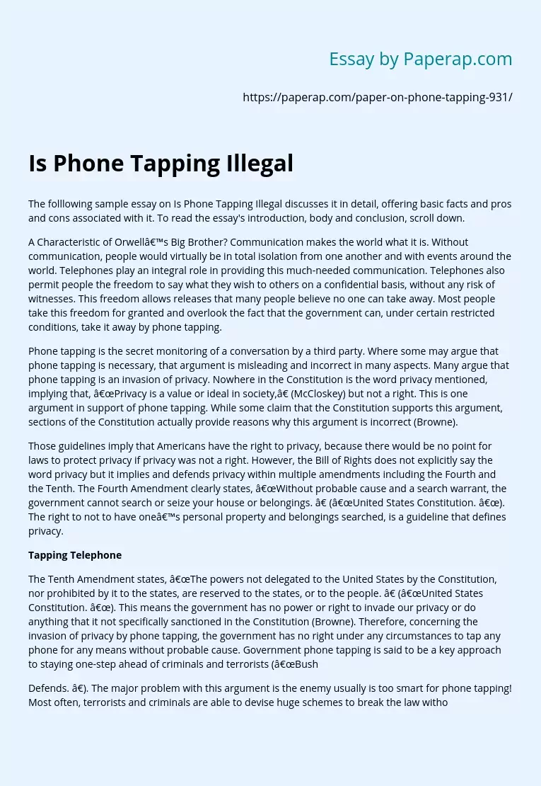 Is Phone Tapping Illegal