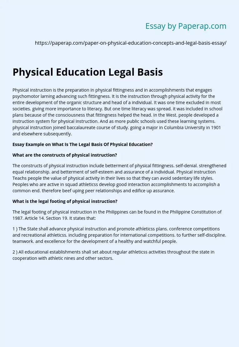 Physical Education Legal Basis