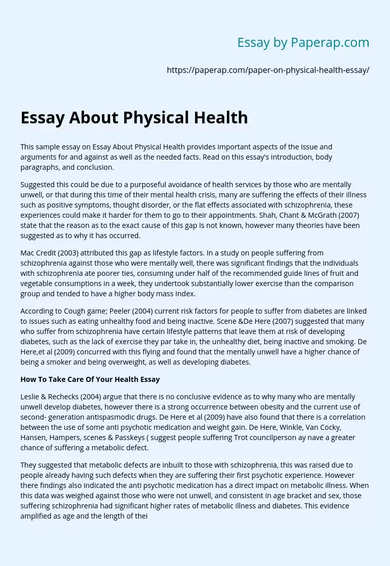 how to maintain physical health essay