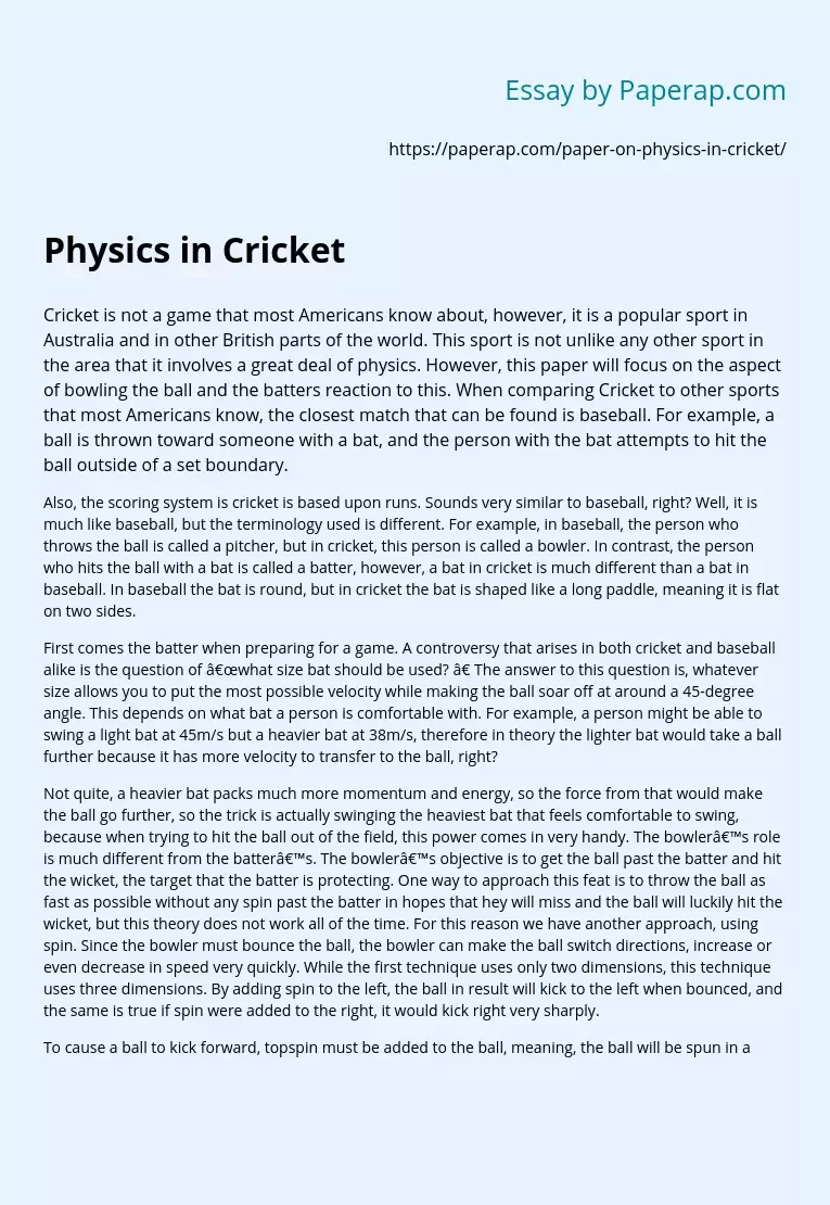 Physics in Cricket