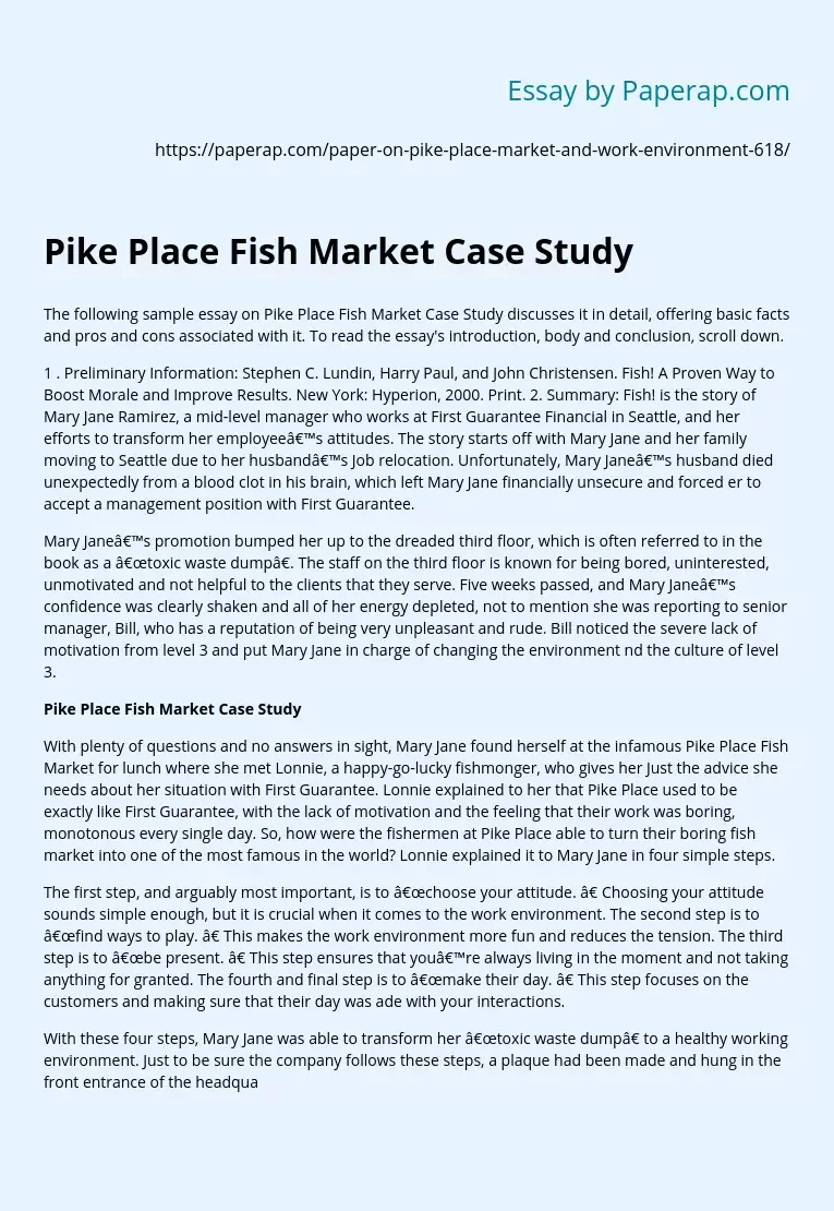 Pike Place Fish Market Case Study