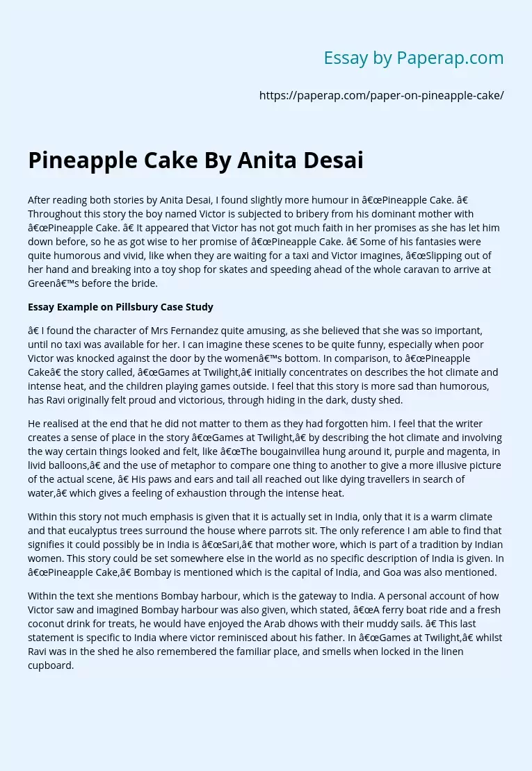 Pineapple Cake By Anita Desai