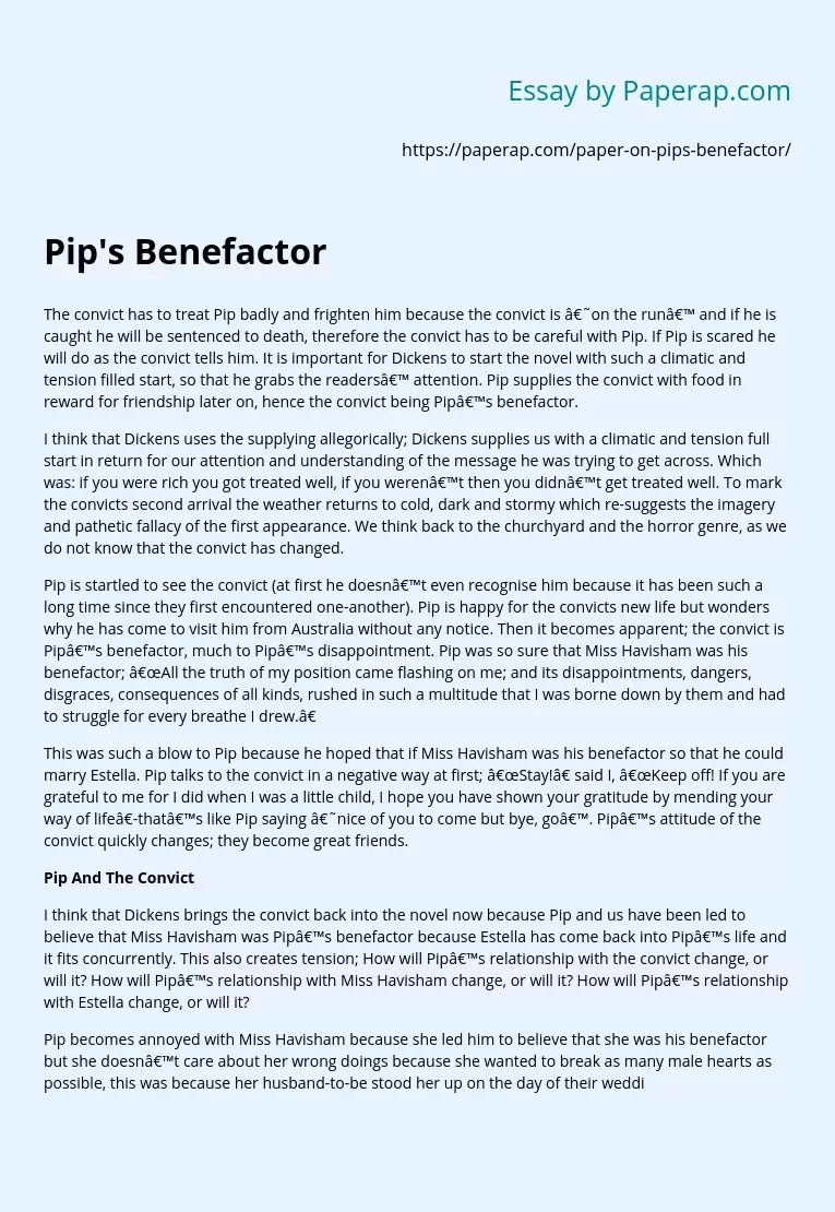 Pip's Benefactor