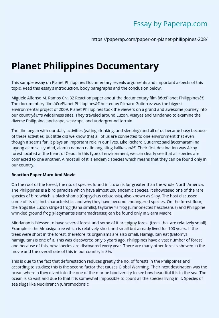 Planet Philippines On Documentary