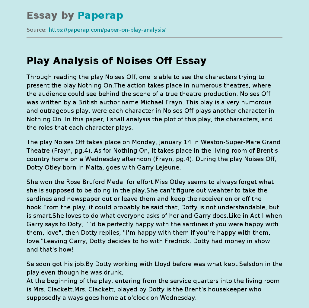 Play Analysis of Noises Off