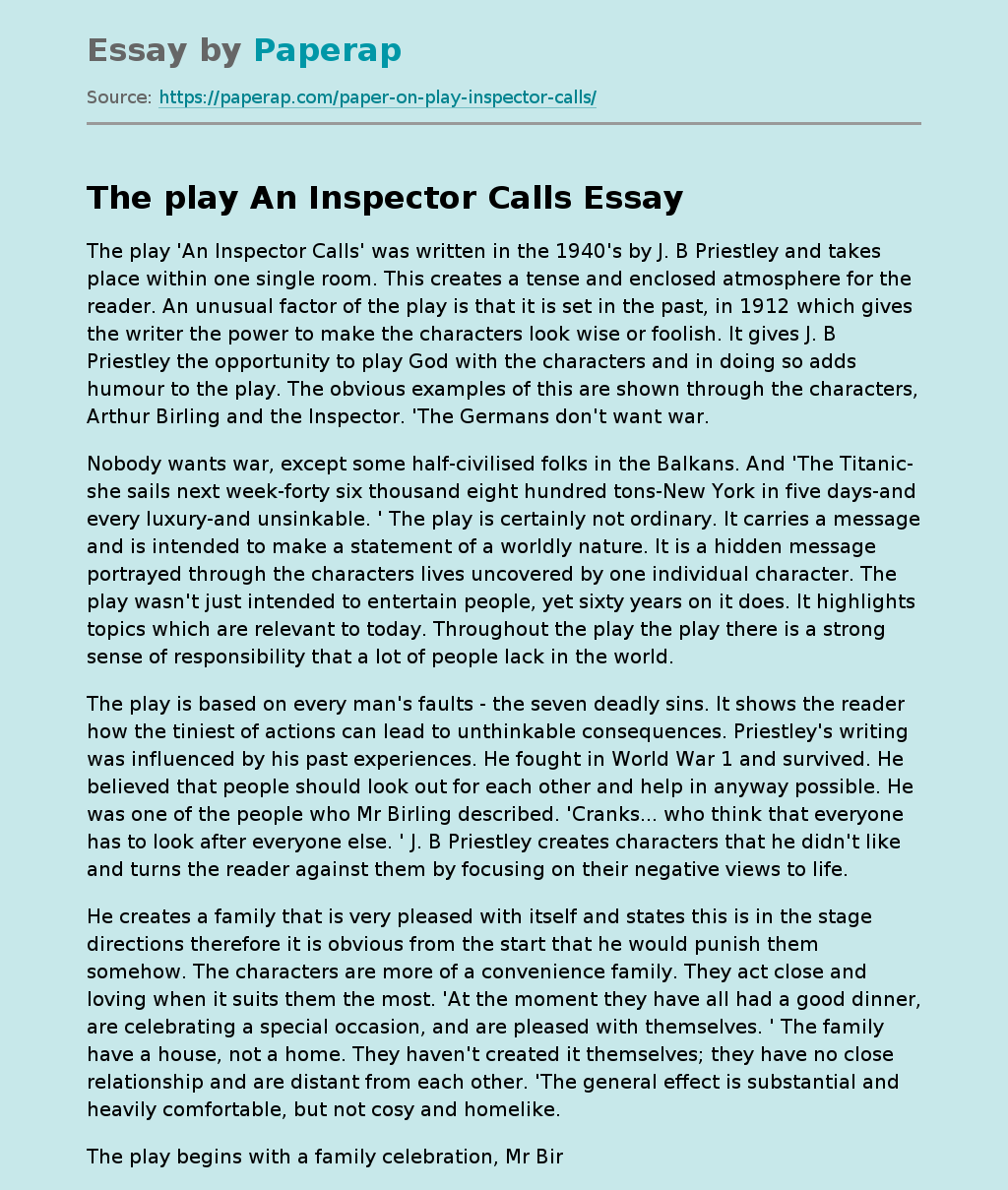 The Play An Inspector Calls