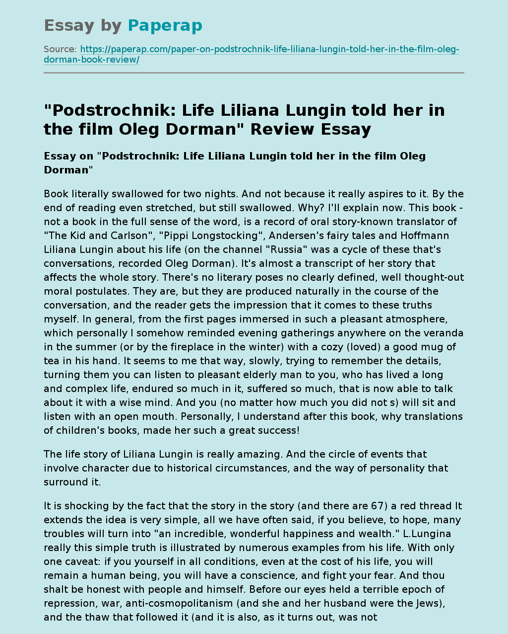 Liliana Lungina’s Life Story