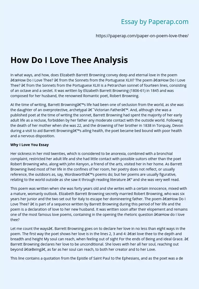 Реферат: How Do I Love Thee Essay Research