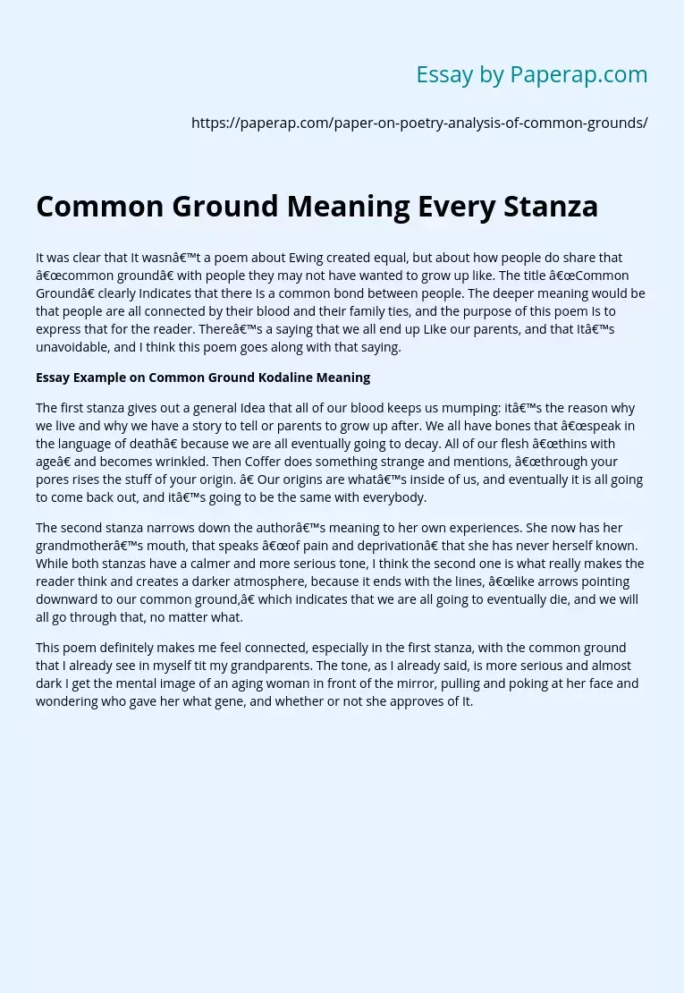 Common Ground Meaning Every Stanza
