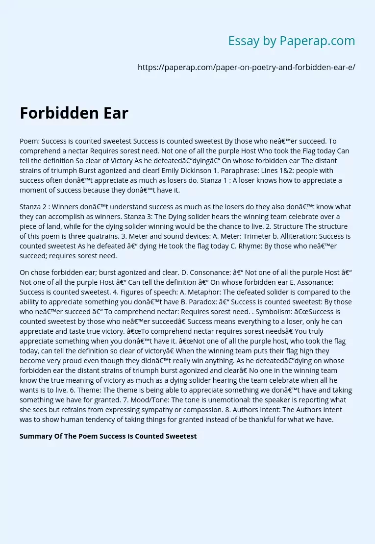 Forbidden Ear