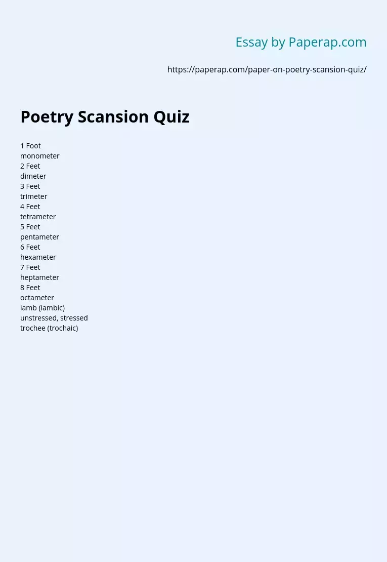 Poetry Scansion Quiz