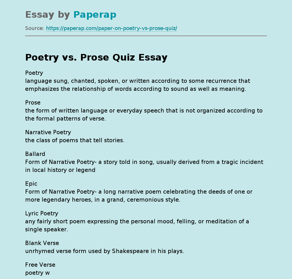 Poetry vs. Prose Quiz