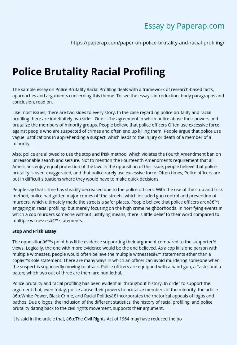 Police Brutality Racial Profiling