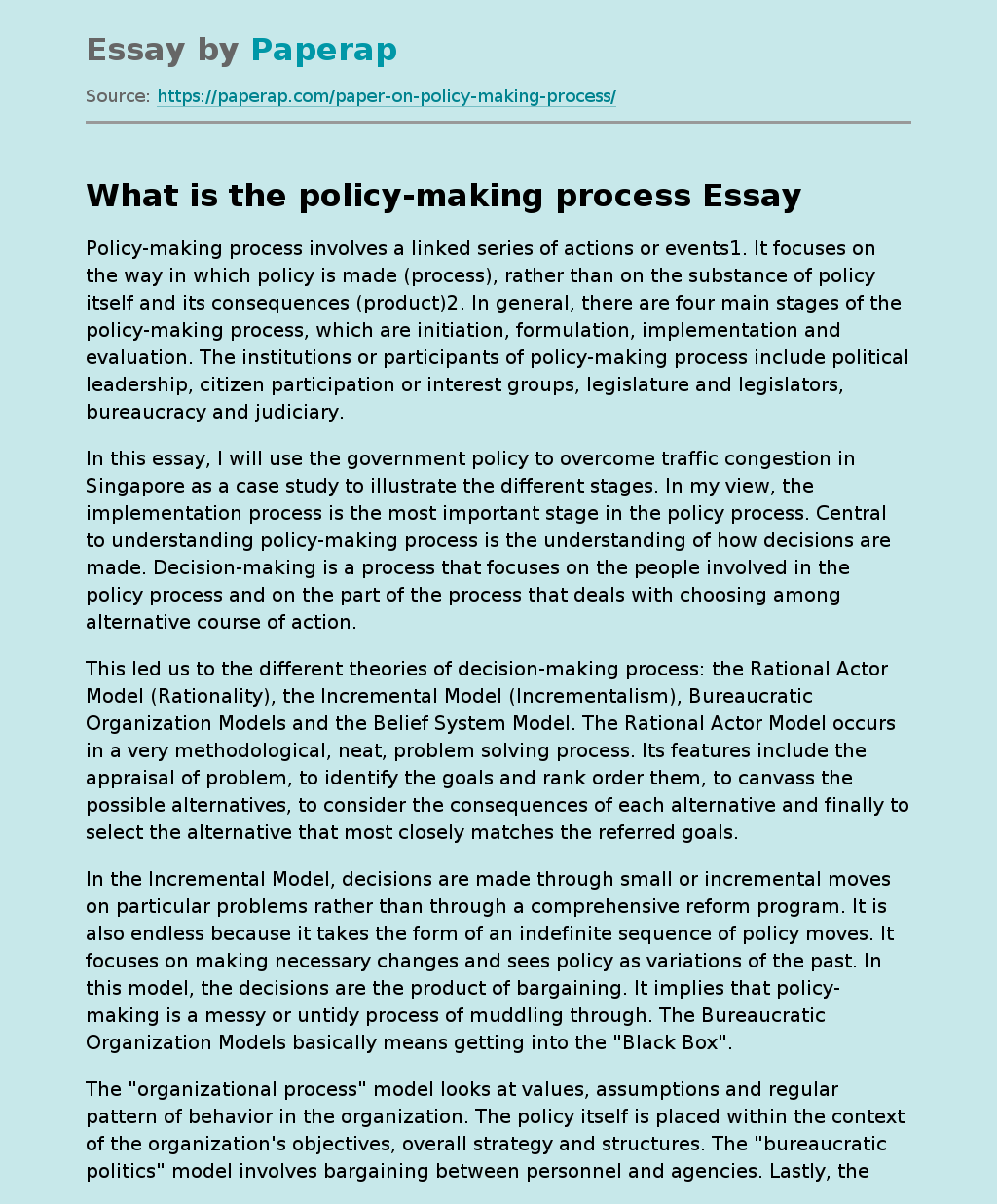 What is the policy-making process