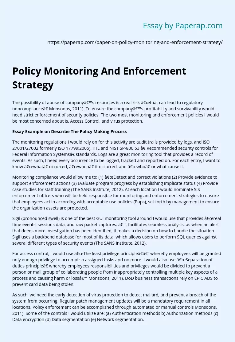 Policy Monitoring And Enforcement Strategy