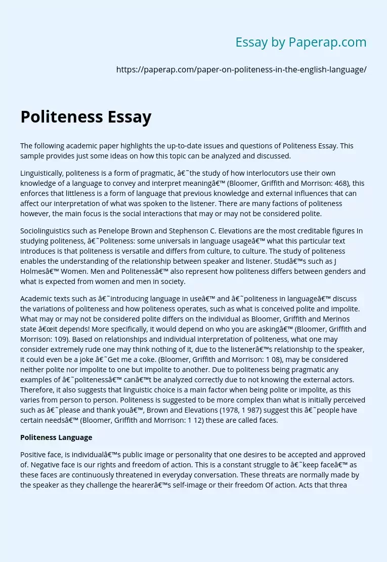 essay on politeness strategies