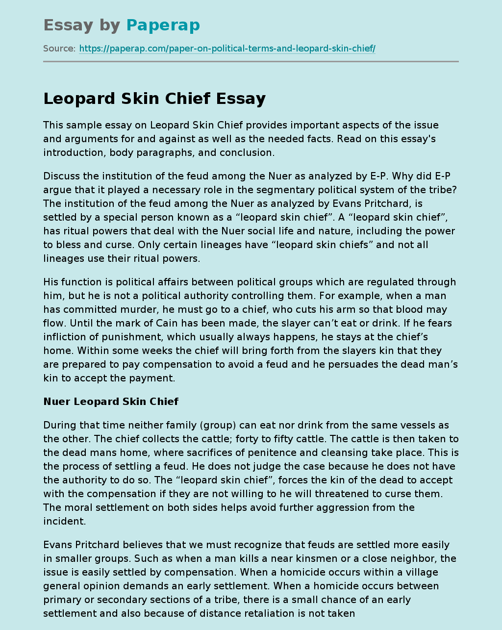 Leopard Skin Chief
