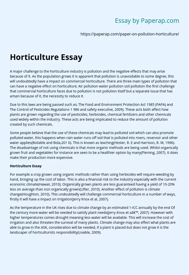 Horticulture Essay