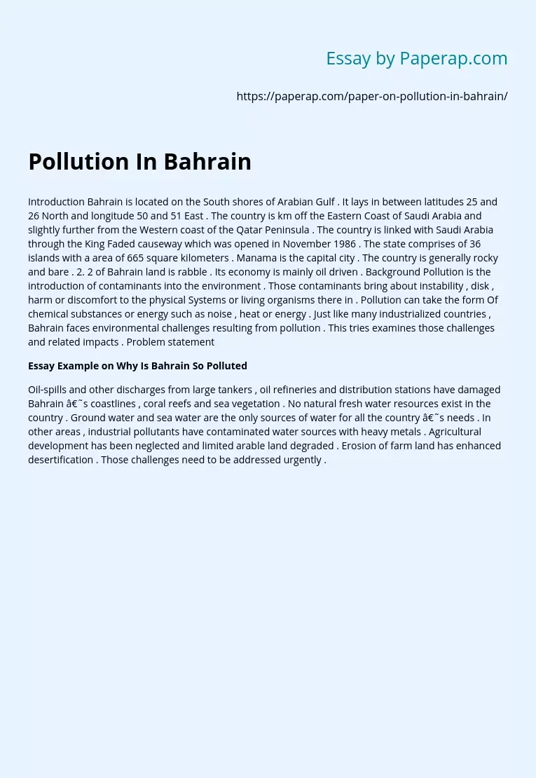 Pollution In Bahrain